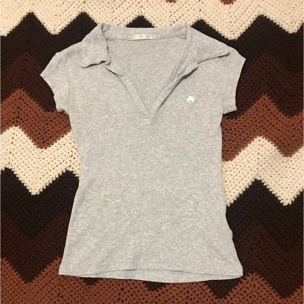 Y2k 2000s vintage Fishbone light grey collared polo tee XS